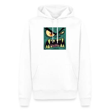 Wütendes Monster Gesicht – Cartoon Vektor Grafik - Männer Premium Bio Hoodie - Weiß - Vorne - Nico (187cm)
