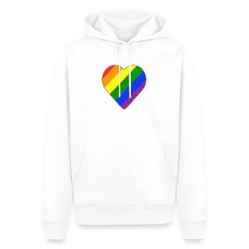 Herz mit Regenbogenstreifen - Männer Premium Bio Hoodie - Weiß - Vorne - Nico (187cm)