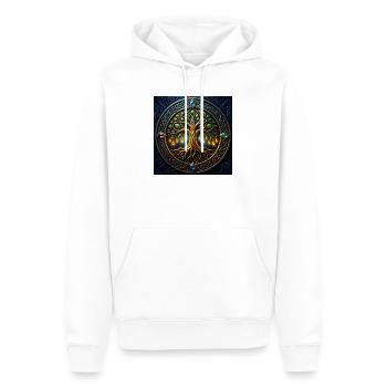 Mystic Tree with Jewels and Knots - Men’s Premium Organic Hoodie - white - Front - Nico (187cm)