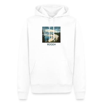 Rügen Kreidefelsen | Vintage Ostsee Poster - Männer Premium Bio Hoodie - Weiß - Vorne - Nico (187cm)
