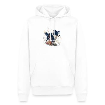 Hund auf der bunten Wiese - Männer Premium Bio Hoodie - Weiß - Vorne - Nico (187cm)