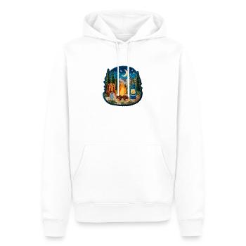 Nachtlager Waldfeuer Patch - Männer Premium Bio Hoodie - Weiß - Vorne - Nico (187cm)