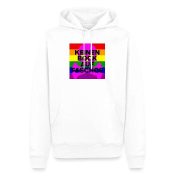 KEINEN BOCK AUF FASCHOS, NO NZS, NO AFD, PINK - Männer Premium Bio Hoodie - Weiß - Vorne - Nico (187cm)