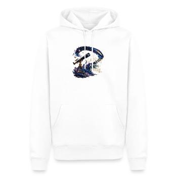 Nuit Cosmique et Télescope - Sweat à capuche Premium bio Homme - blanc - Devant - Nico (187cm)