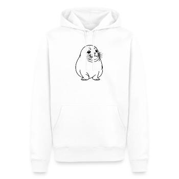 Moppelige Robbe One Line Tiermotiv - Männer Premium Bio Hoodie - Weiß - Vorne - Nico (187cm)