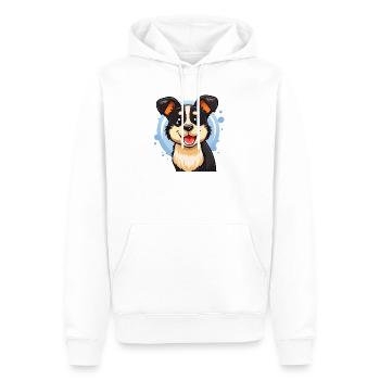 Fröhliches schwarz-weißes Hündchen (Comic-Porträt) - Männer Premium Bio Hoodie - Weiß - Vorne - Nico (187cm)