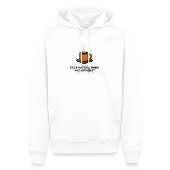 Erst Kaffee, dann Nachtdienst - Männer Premium Bio Hoodie - Weiß - Vorne - Nico (187cm)