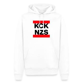 KCK NZS ! DÉCLARATION CONTRE LES NÉO-NAZIS, PLUS JAMAIS - Sweat à capuche Premium bio Homme - blanc - Devant - Nico (187cm)