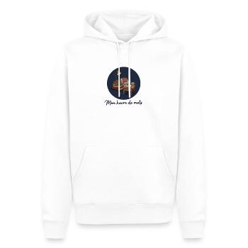 Mon havre de mots - Coin Lecture & Livre - Sweat à capuche Premium bio Homme - blanc - Devant - Nico (187cm)