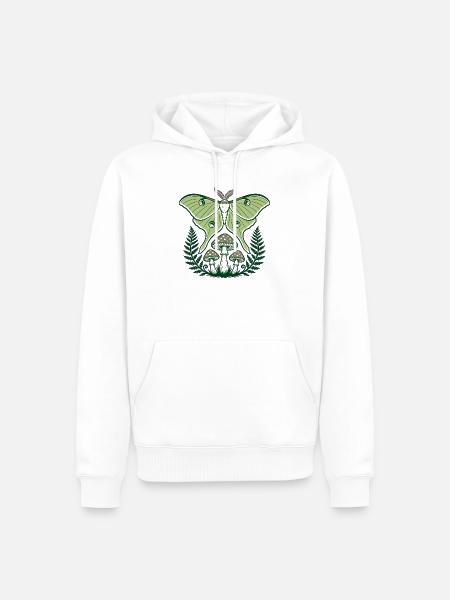 Luna-Motten-Pilze Farne Waldkunst - Männer Premium Bio Hoodie - Weiß