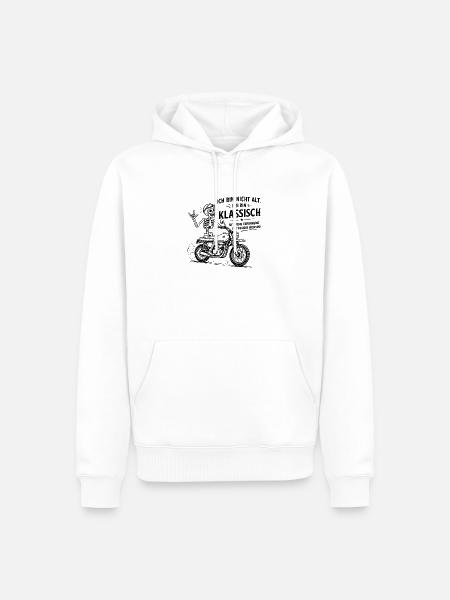 Klassisch Skelett auf Motorrad - Männer Premium Bio Hoodie - Weiß