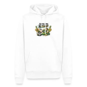 J'match Fête Foot et Bière - Sweat à capuche Premium bio Homme - blanc - Devant - Nico (187cm)