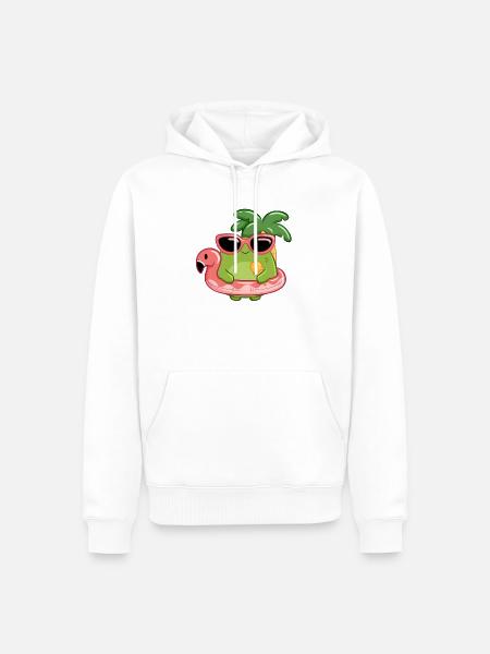 Sommerlicher Frosch mit Sonnenbrille und Flamingo - Männer Premium Bio Hoodie - Weiß