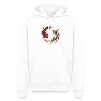Harmonie du poisson koi - Sweat à capuche Premium bio Homme - blanc - Devant - Nico (187cm)