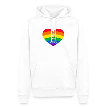 WIR SIND DIE VIELEN, DEMOKRATIE, PRIDE, LGBTQ+ - Männer Premium Bio Hoodie - Weiß - Vorne - Nico (187cm)