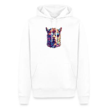 Lama avec des lunettes de soleil fluo - Sweat à capuche Premium bio Homme - blanc - Devant - Nico (187cm)