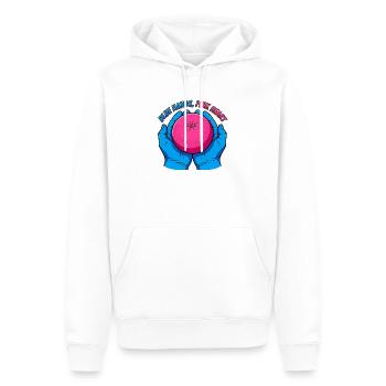 Mains bleues et fruits roses – Pop Art - Sweat à capuche Premium bio Homme - blanc - Devant - Nico (187cm)