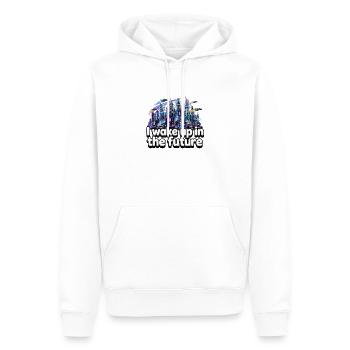 Je me réveille dans le futur - Neon Cyberpunk City - Sweat à capuche Premium bio Homme - blanc - Devant - Nico (187cm)