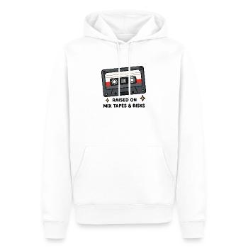 Retro Kassettenband 80er 90er Nostalgie Vintage Musi - Männer Premium Bio Hoodie - Weiß - Vorne - Nico (187cm)