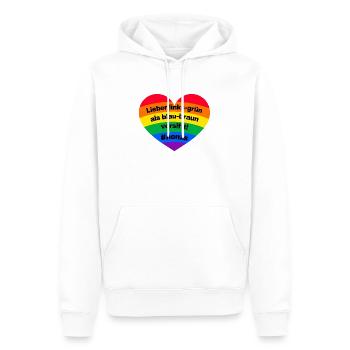 LIEBER LINKS GRÜN ALS BRAUN BLAU VERSIFFT, NO NZS - Männer Premium Bio Hoodie - Weiß - Vorne - Nico (187cm)