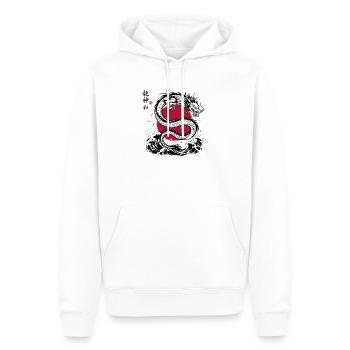 JAPANESE DRAGON - Männer Premium Bio Hoodie - Weiß - Vorne - Nico (187cm)