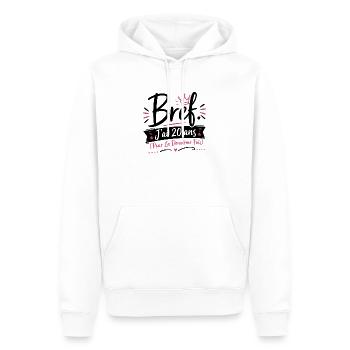 T-shirt Anniversaire 40 Ans Femme Bref J'ai 20 Ans - Sweat à capuche Premium bio Homme - blanc - Devant - Nico (187cm)