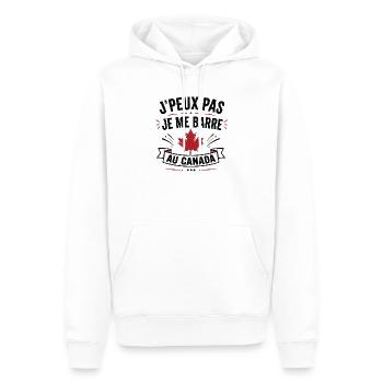 Je peux pas je me barre au Canada - Sweat à capuche Premium bio Homme - blanc - Devant - Nico (187cm)