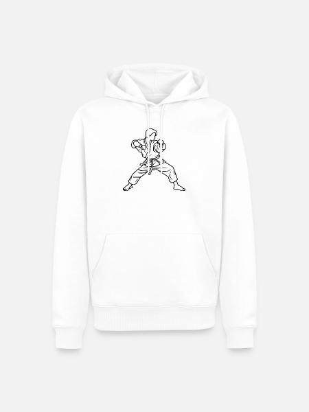 Karateka Linienskizze - Männer Premium Bio Hoodie - Weiß