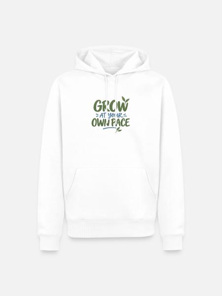 Grow at Your Own Pace - Männer Premium Bio Hoodie - Weiß