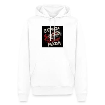 Pizza gegen Faschismus - Männer Premium Bio Hoodie - Weiß - Vorne - Nico (187cm)