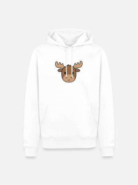 Niedliche Elchgesicht-Kritzelei - Männer Premium Bio Hoodie - Weiß