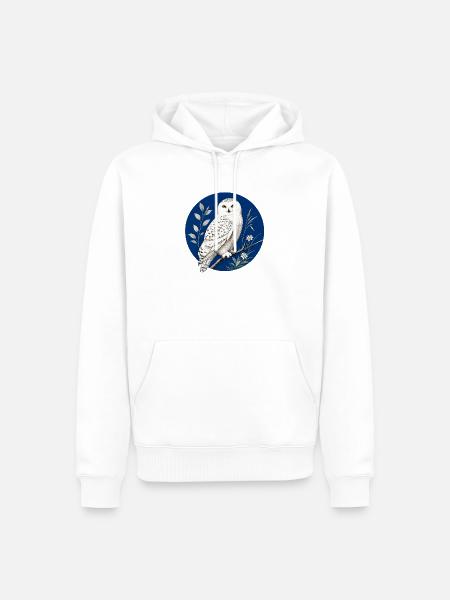 Schneeeule Bubo-Skandiacus - Männer Premium Bio Hoodie - Weiß