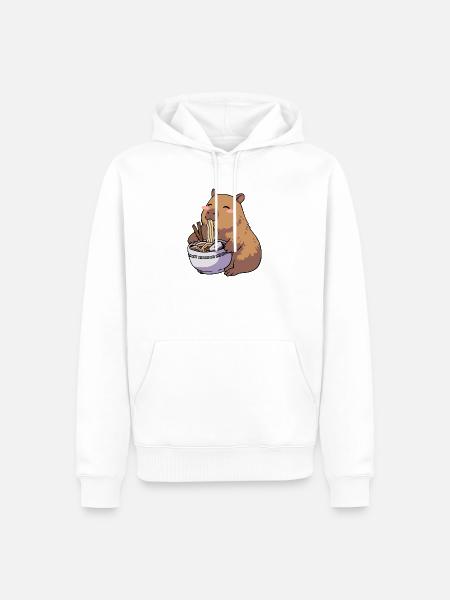 Kawaii Capybara Ramen essen - Männer Premium Bio Hoodie - Weiß