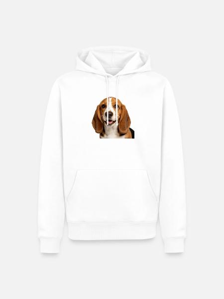 Glücklicher Basset-Hund - Männer Premium Bio Hoodie - Weiß