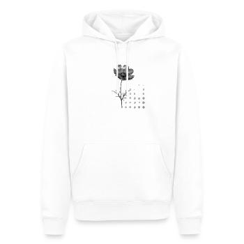 Graustufenblüte im Halbton-Bipmap-Effekt - Männer Premium Bio Hoodie - Weiß - Vorne - Nico (187cm)