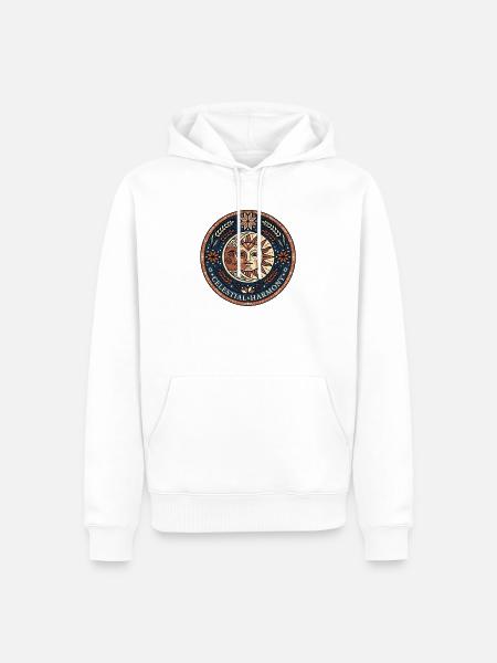 Himmlische Harmonie Sonne und Mond Boho - Männer Premium Bio Hoodie - Weiß