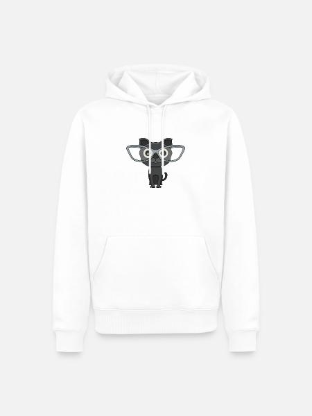 Süße schwarze Katze mit Nerd-Brille - Männer Premium Bio Hoodie - Weiß