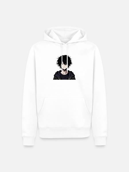 Schwarzer Schattenjunge Hoodie - Männer Premium Bio Hoodie - Weiß