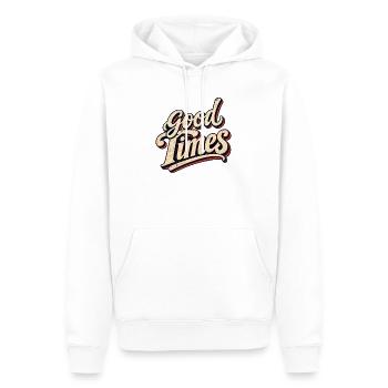 Good Times Retro Script - Männer Premium Bio Hoodie - Weiß - Vorne - Nico (187cm)