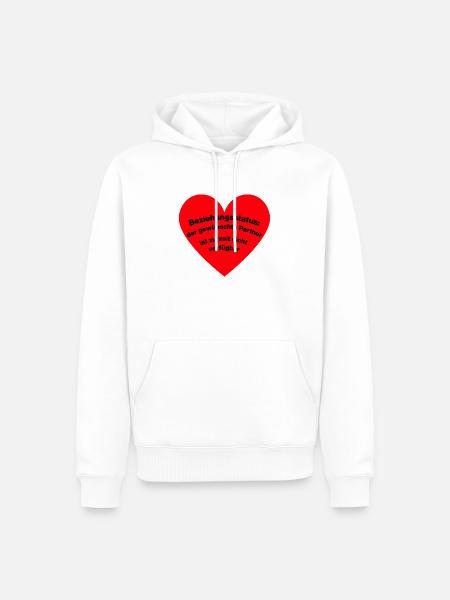 Beziehungstatus_Single - Männer Premium Bio Hoodie - Weiß