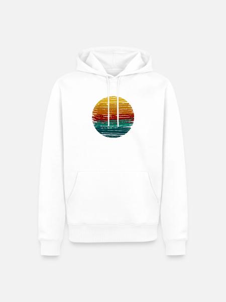 Retro Sonnenkreis Grunge-Stil - Männer Premium Bio Hoodie - Weiß