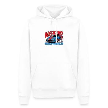 Wochenend-Rennbahn-Krieger - Männer Premium Bio Hoodie - Weiß - Vorne - Nico (187cm)