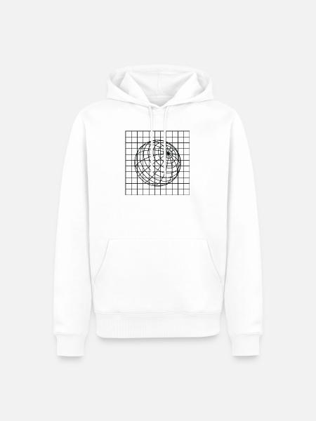 Geometrischer Globusdrahtrahmen - Männer Premium Bio Hoodie - Weiß