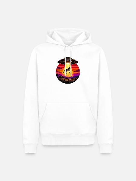 Kosmische Entführung Sonnenuntergangskuh - Männer Premium Bio Hoodie - Weiß