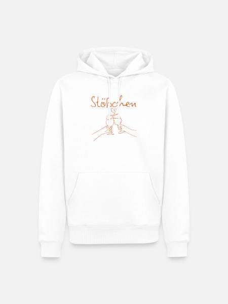STÖßCHEN, PARTY, GESELLIGKEIT, DAYDRINKING 🥂🥂🥂 - Männer Premium Bio Hoodie - Weiß