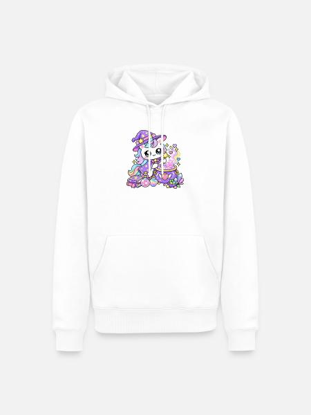 Feen-Regenbogenmagier-Einhorn - Männer Premium Bio Hoodie - Weiß