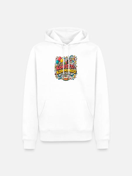 Konfetti-Kommando – Heute wird gefeiert - Männer Premium Bio Hoodie - Weiß