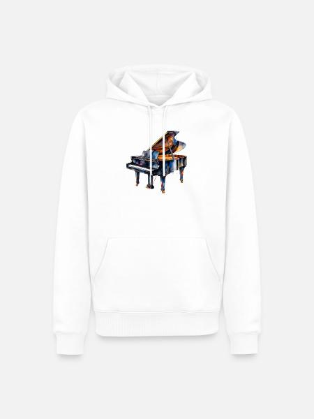 Wasserfarben Piano Impression - Männer Premium Bio Hoodie - Weiß