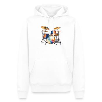 Farbexplosion Schlagzeug-Set - Männer Premium Bio Hoodie - Weiß - Vorne - Nico (187cm)