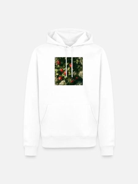 Marienkäfer auf Blütenblättern - Männer Premium Bio Hoodie - Weiß